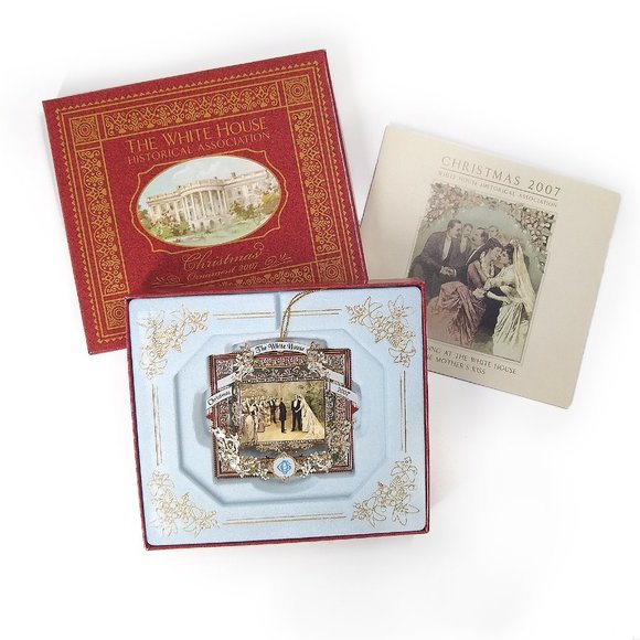 2007 Gold-plated White House Christmas Ornament The Wedding Cleveland, Orig Box - Picture 10 of 10